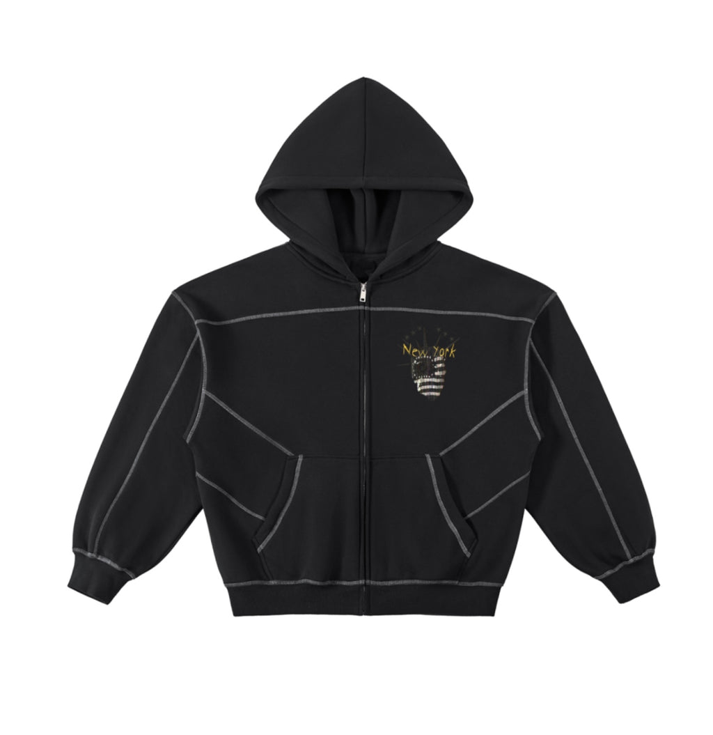 New York stitched boxy hoodie