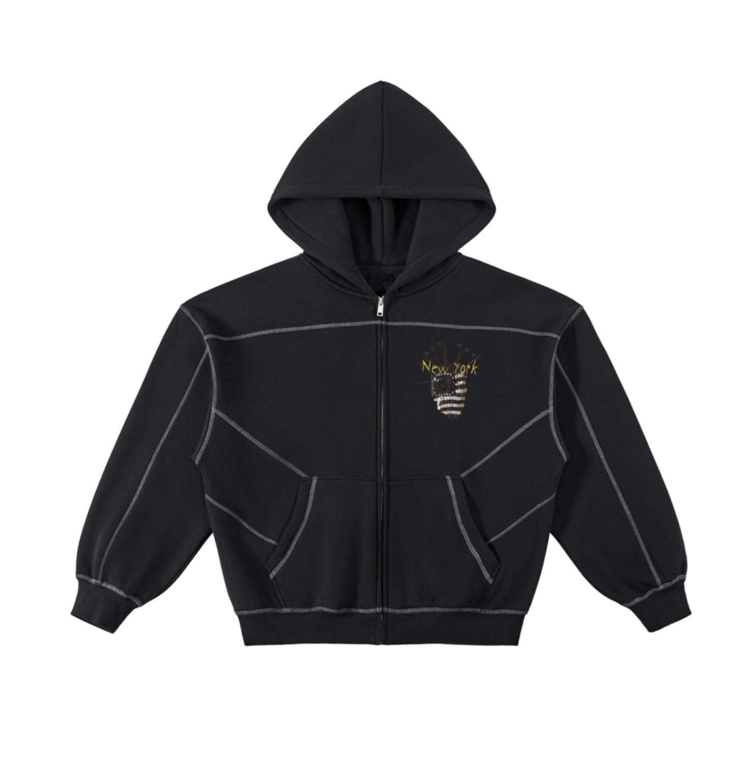 New York stitched boxy hoodie