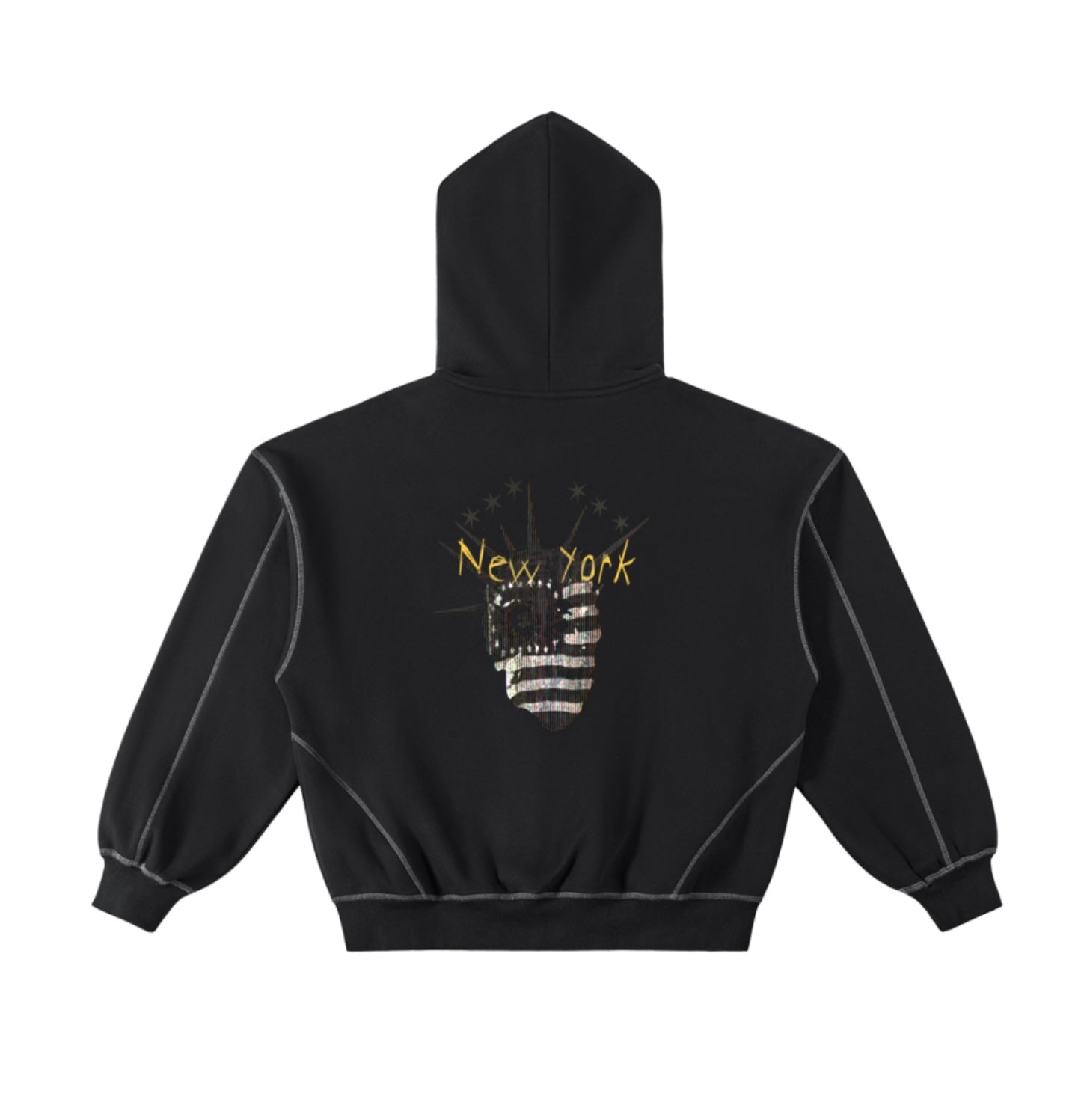 New York stitched boxy hoodie