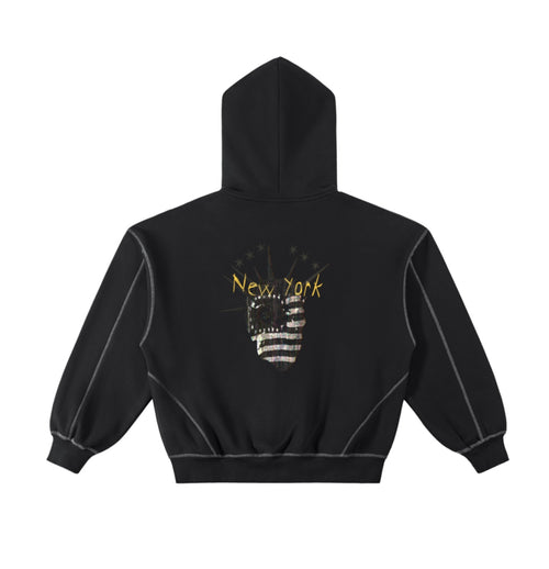 New York stitched boxy hoodie